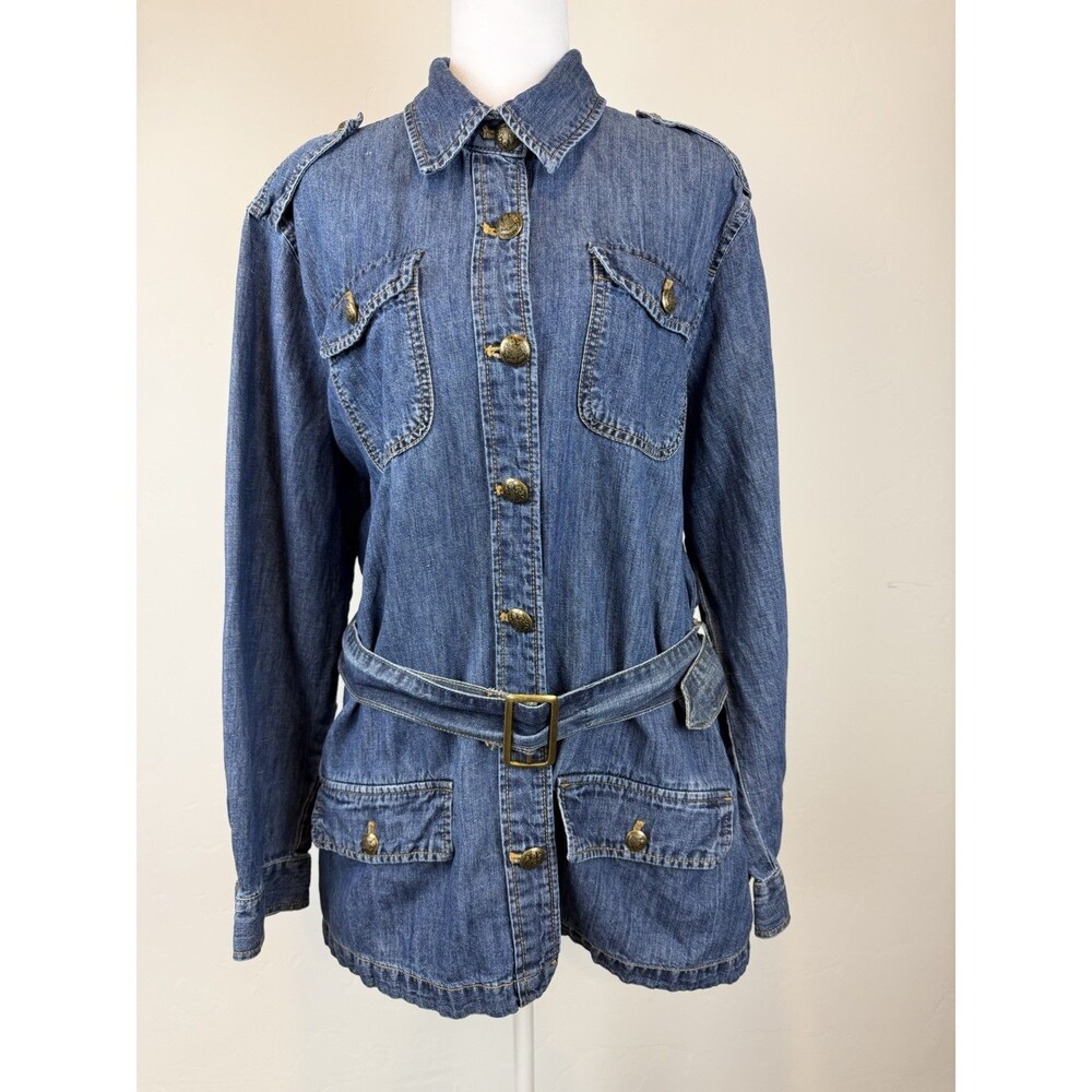 Lauren Jeans Co. Ralph Lauren Belted Denim Utility Jacket Women's 2X